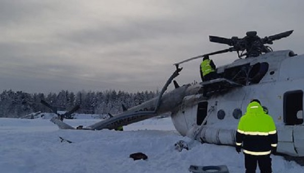 Опубликована фотография с места аварии вертолета Ми-8 в Красноярском крае